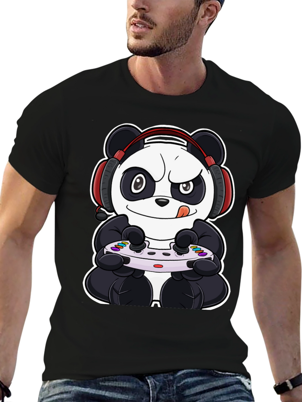 Gamer Panda Black T-Shirt