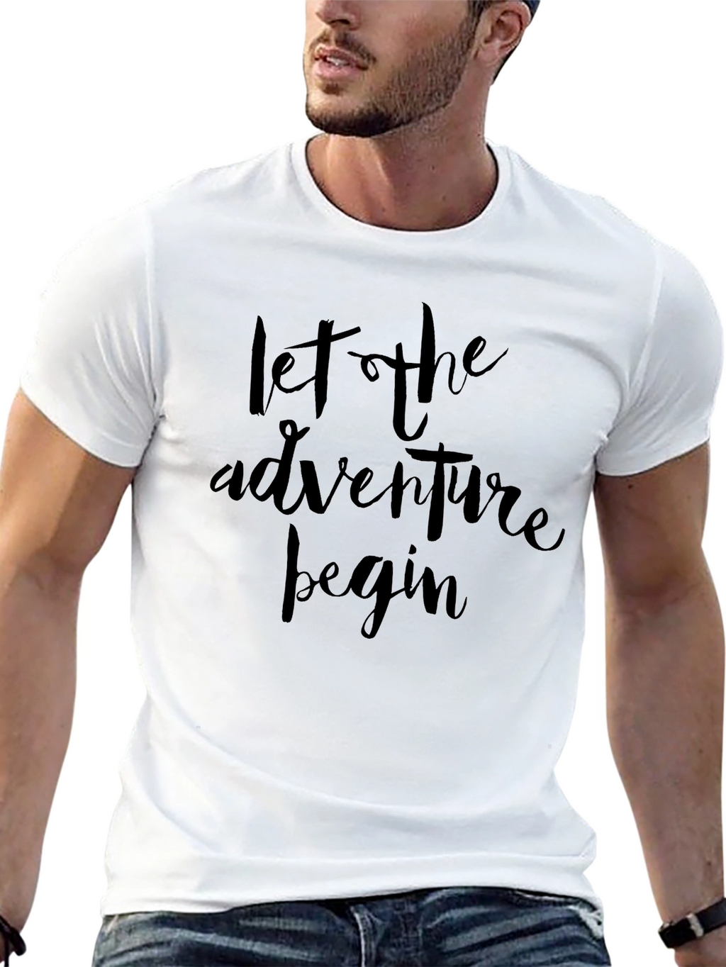 Adventure Begins Black Graphic Tee