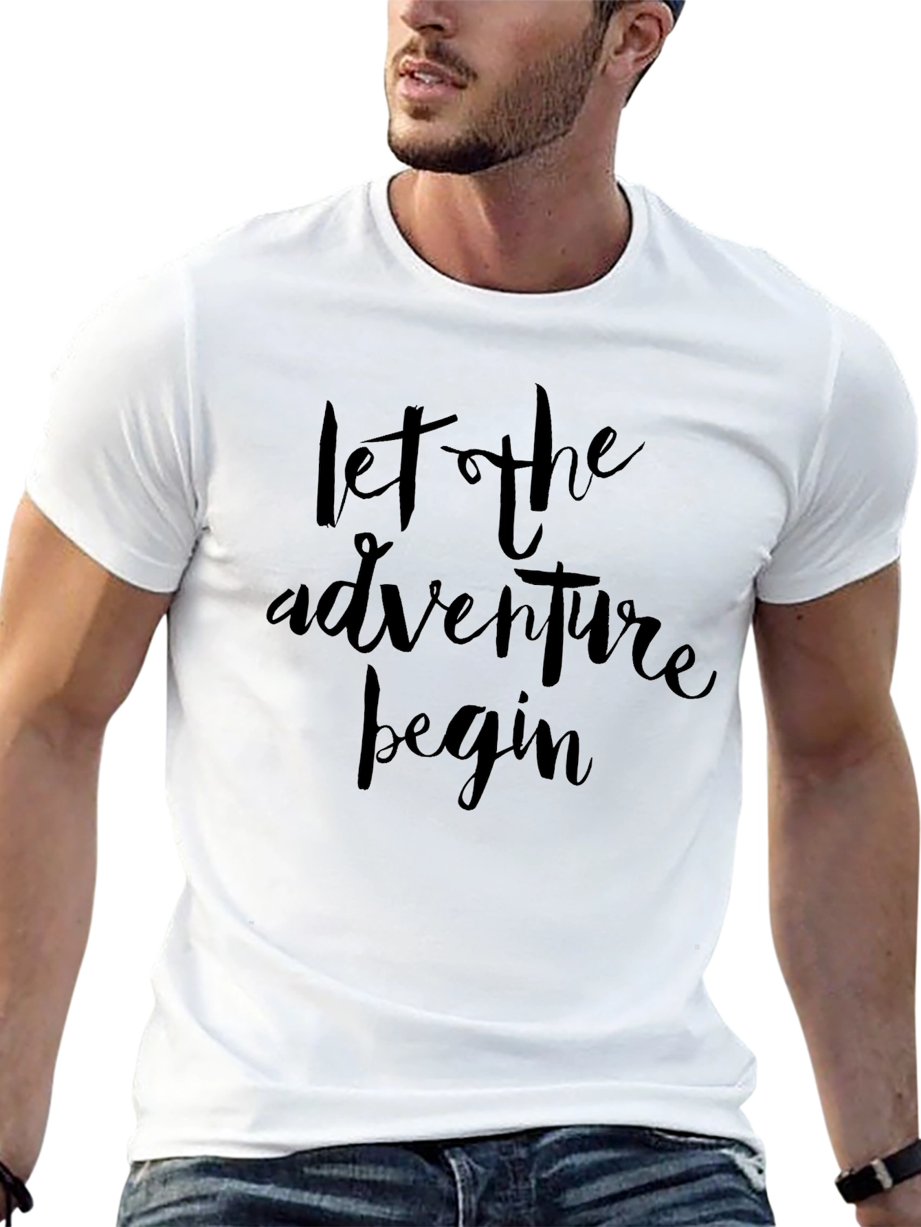 Adventure Begins Black Graphic Tee