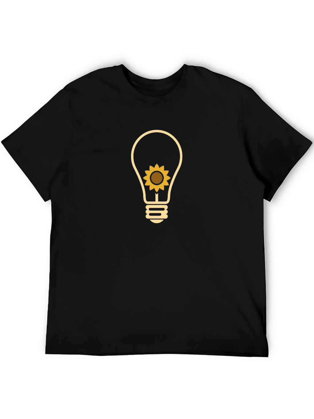 Sunflower Lightbulb Graphic T-Shirt - Black
