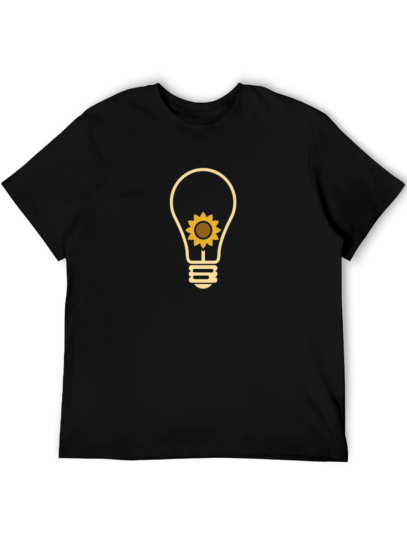 Sunflower Lightbulb Graphic T-Shirt - Black
