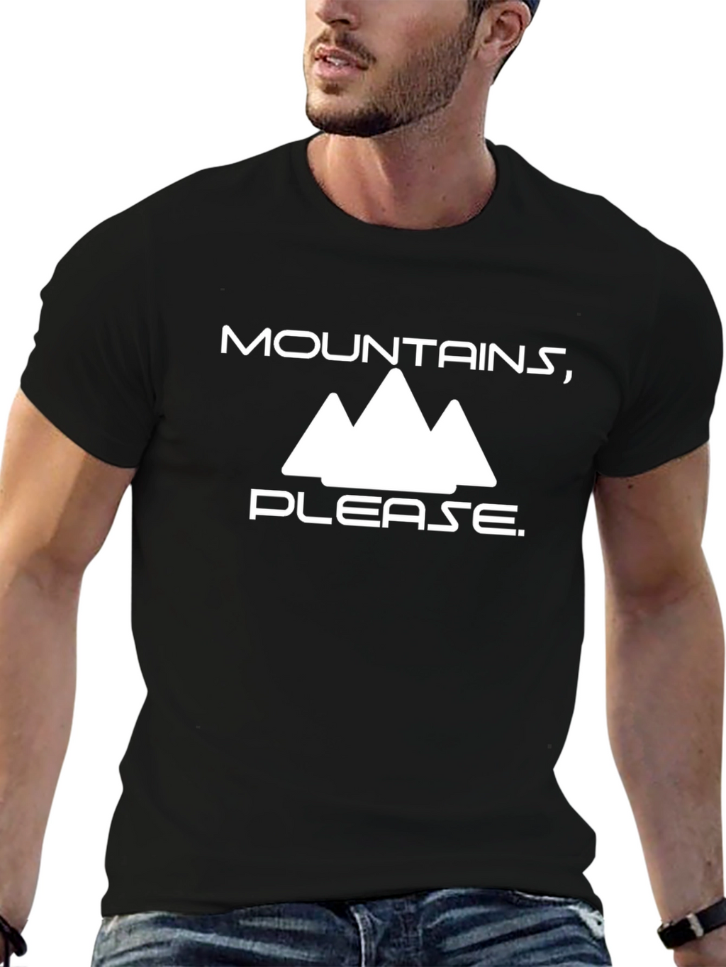 Mountains Please Black Graphic Tee