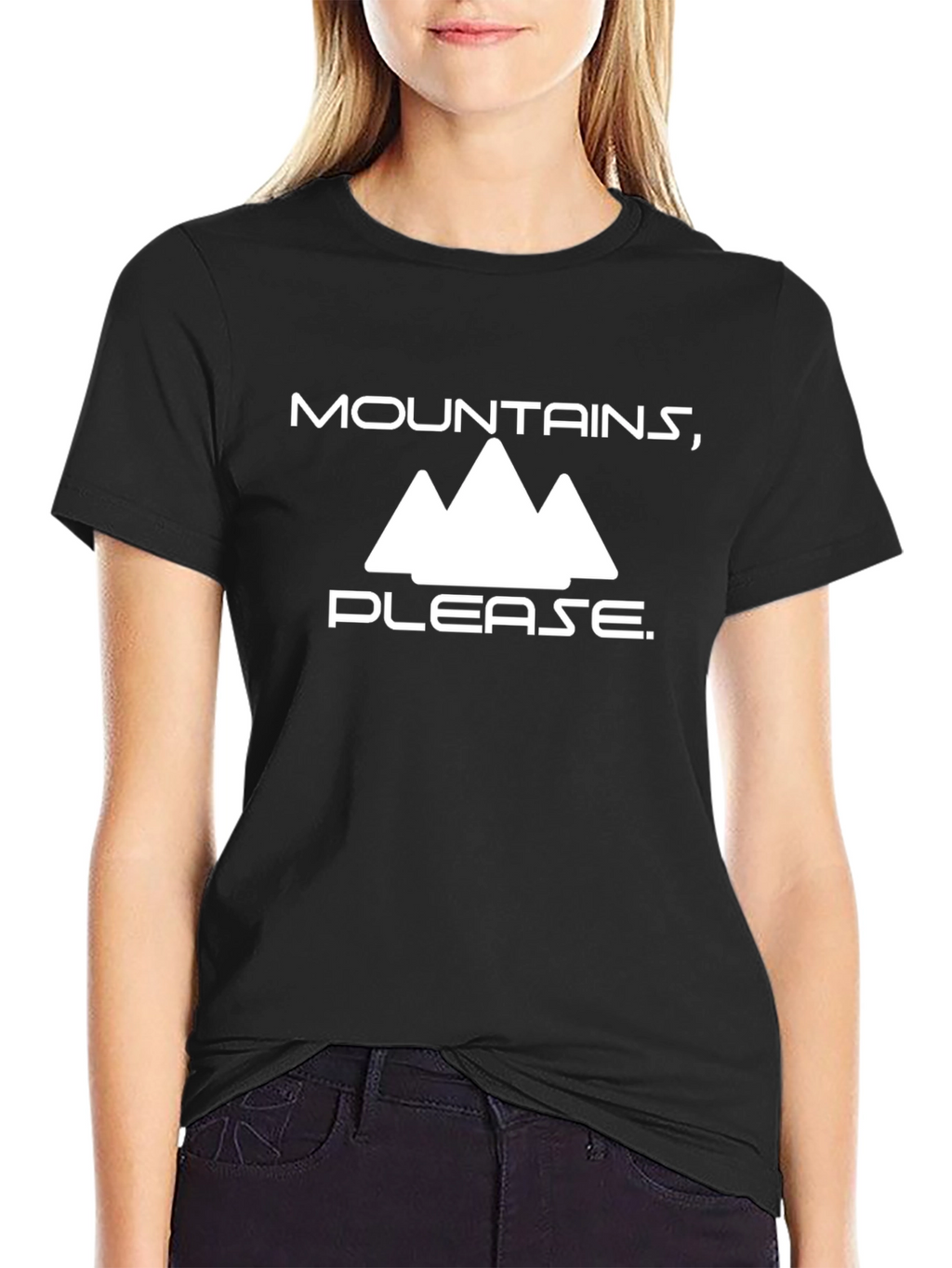 Mountains Please Black Graphic Tee