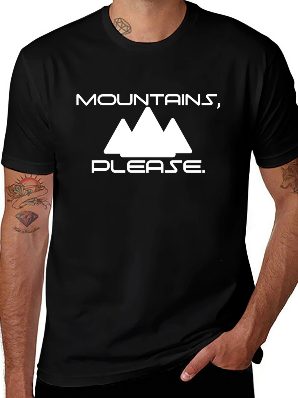Mountains Please Black Graphic Tee