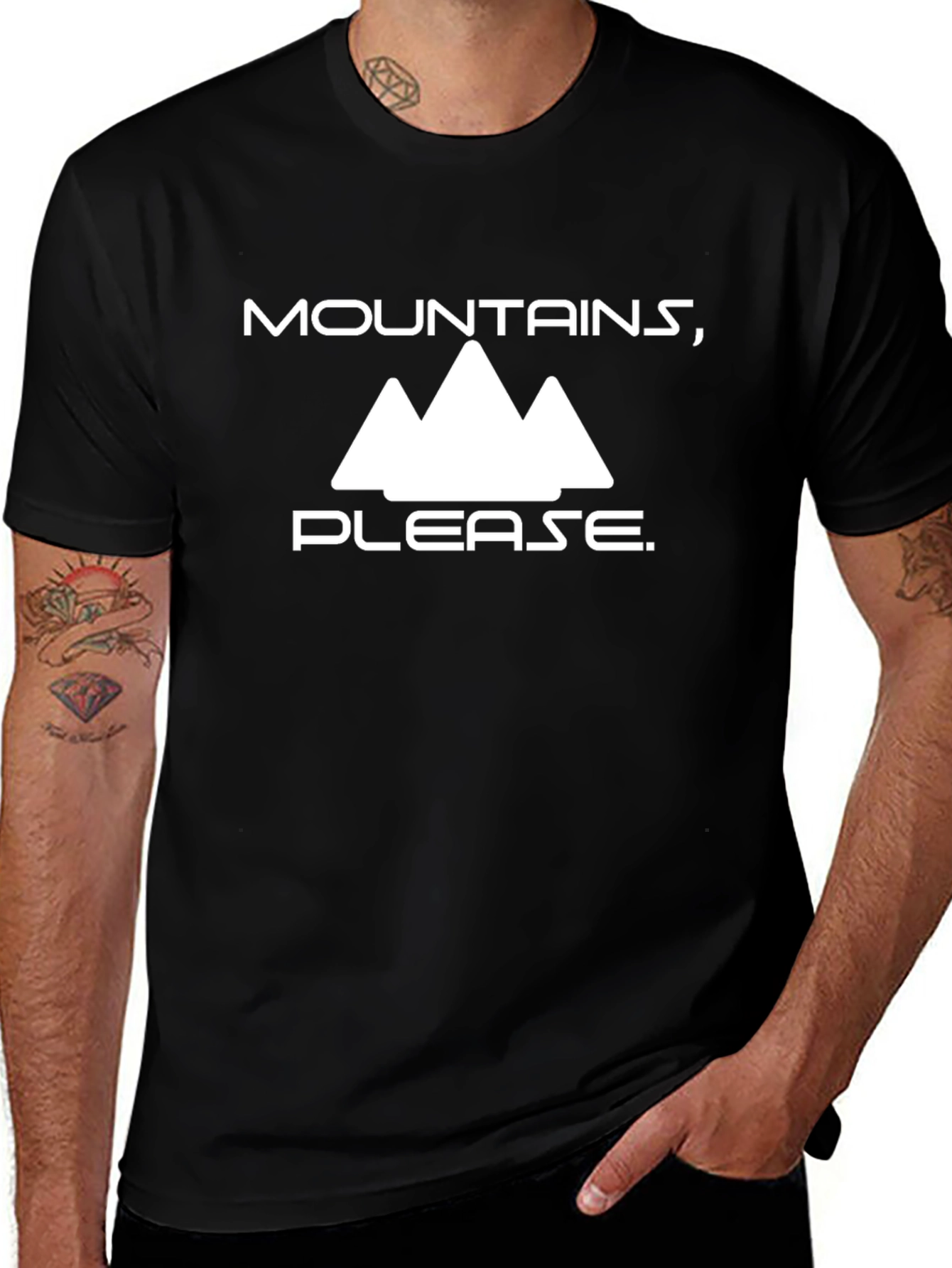 Mountains Please Black Graphic Tee