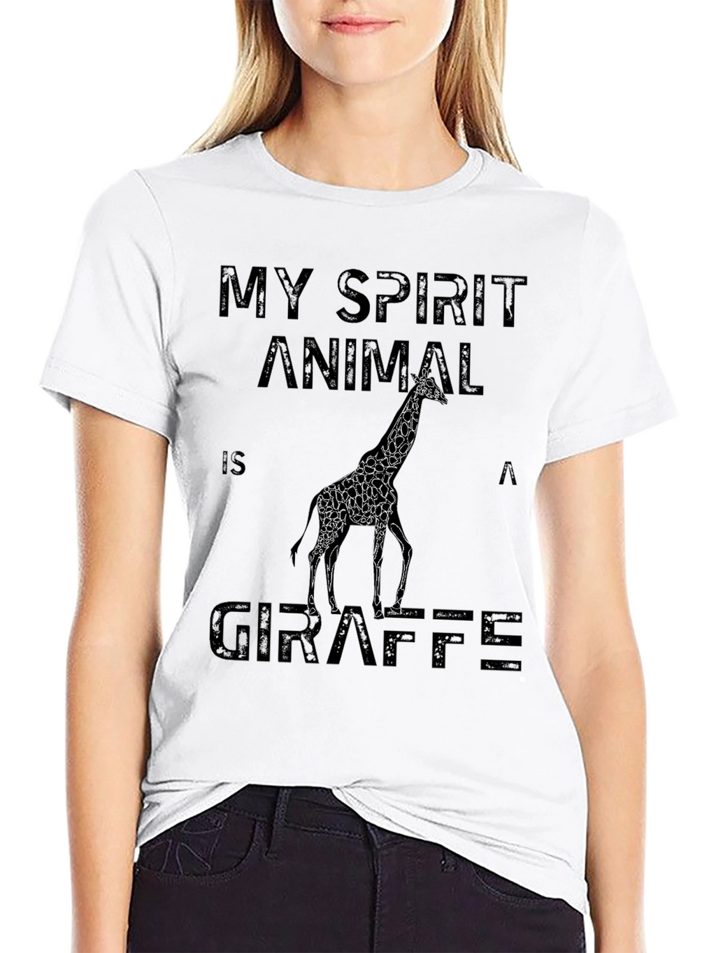 My Spirit Animal is a Giraffe Black T-Shirt