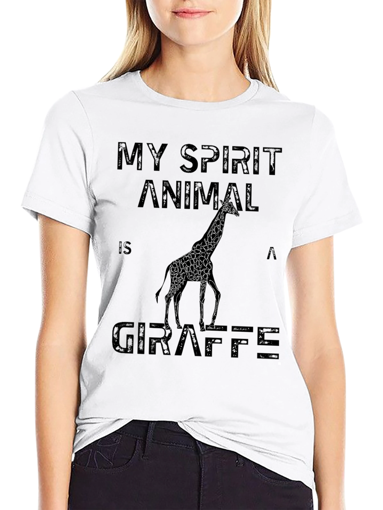 My Spirit Animal is a Giraffe Black T-Shirt