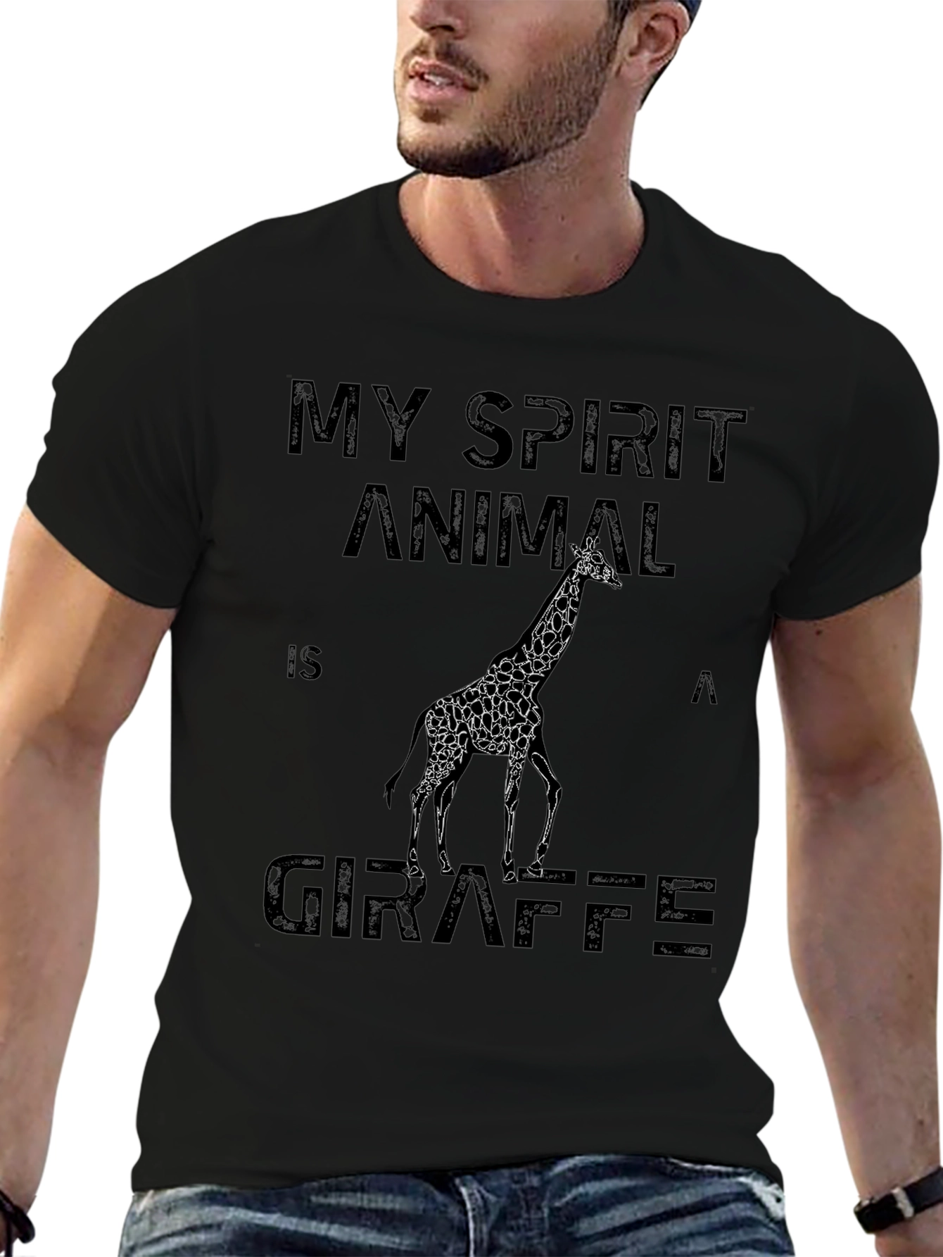 My Spirit Animal is a Giraffe Black T-Shirt