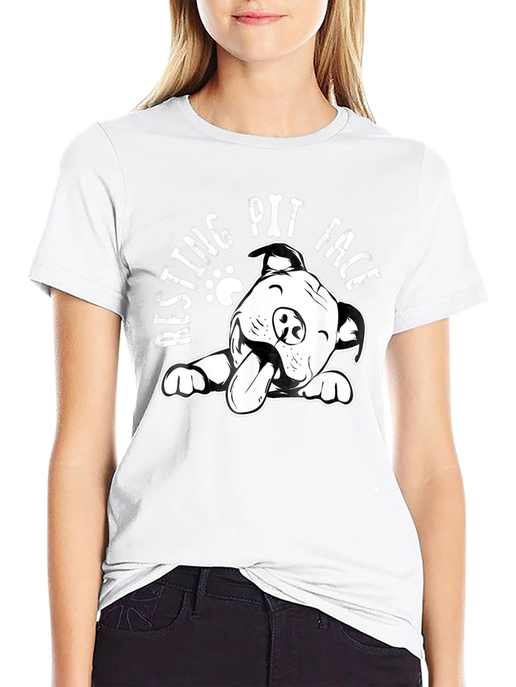 Resting Pit Face T-Shirt - Black Dog Lover Tee
