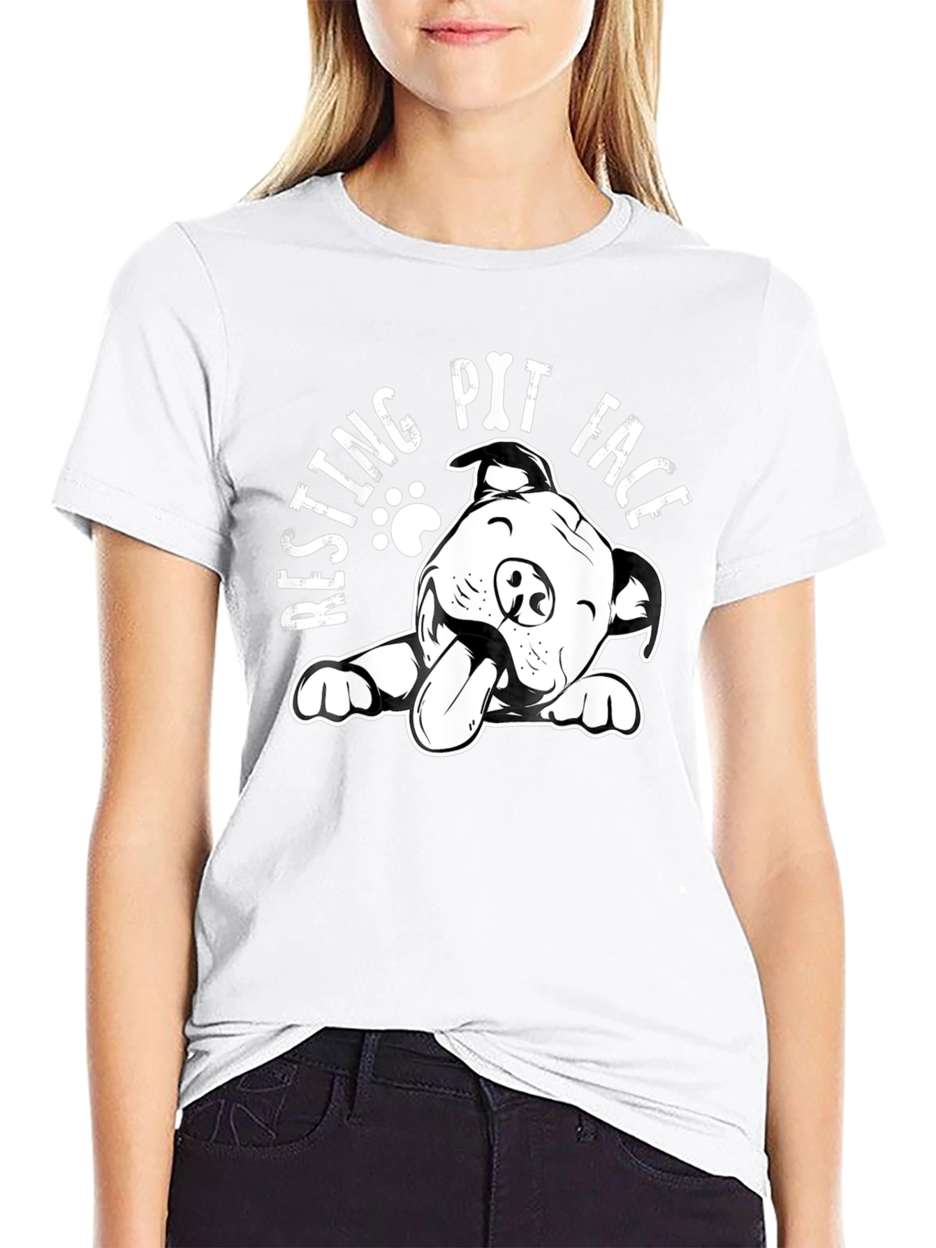 Resting Pit Face T-Shirt - Black Dog Lover Tee