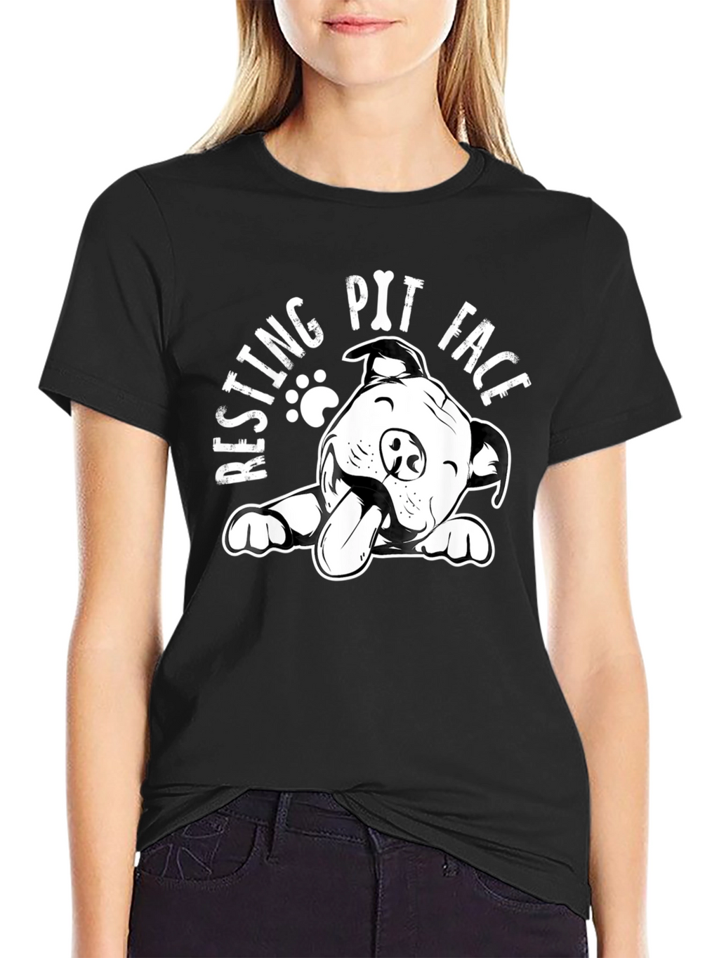 Resting Pit Face T-Shirt - Black Dog Lover Tee