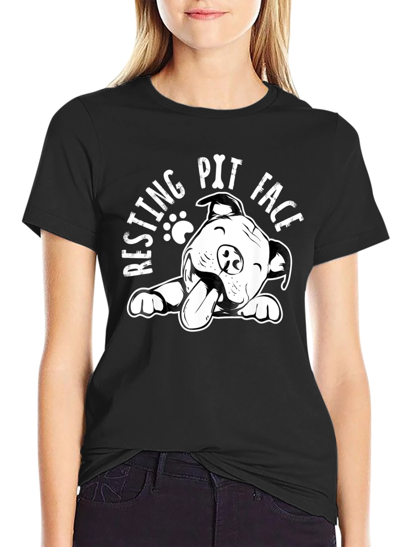 Resting Pit Face T-Shirt - Black Dog Lover Tee