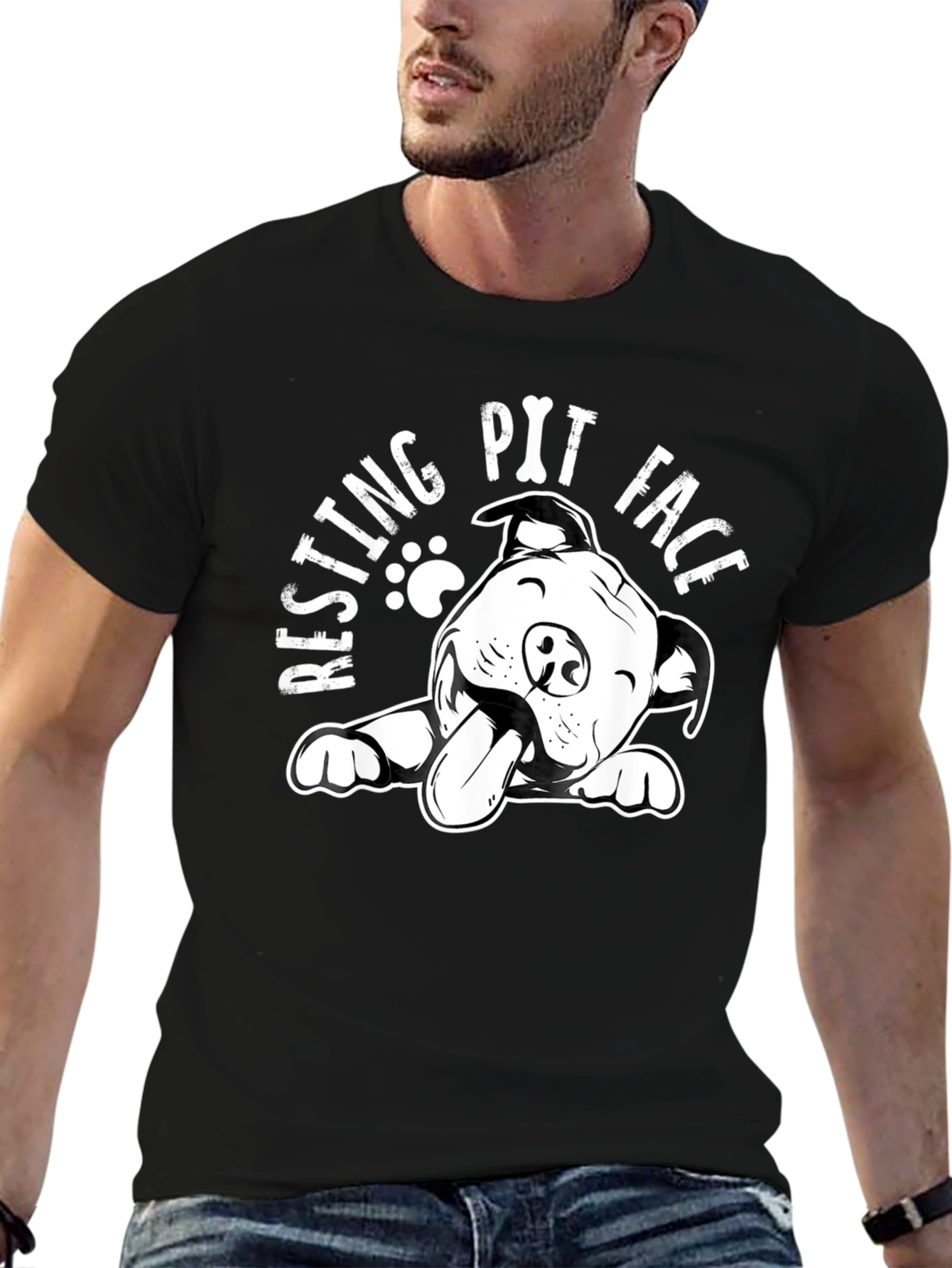 Resting Pit Face T-Shirt - Black Dog Lover Tee