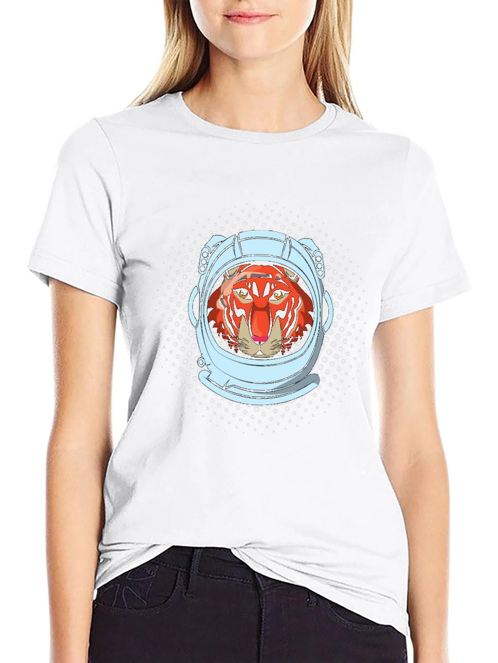 Tiger Astronaut Graphic Tee - Black Cotton Comfort