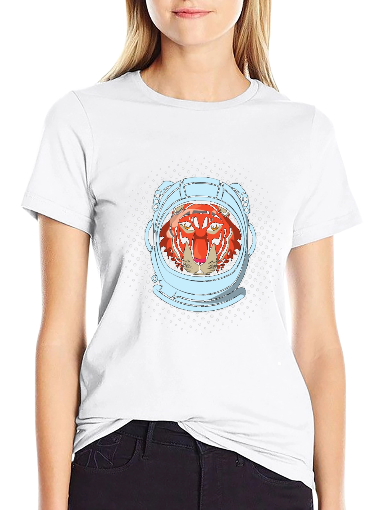 Tiger Astronaut Graphic Tee - Black Cotton Comfort