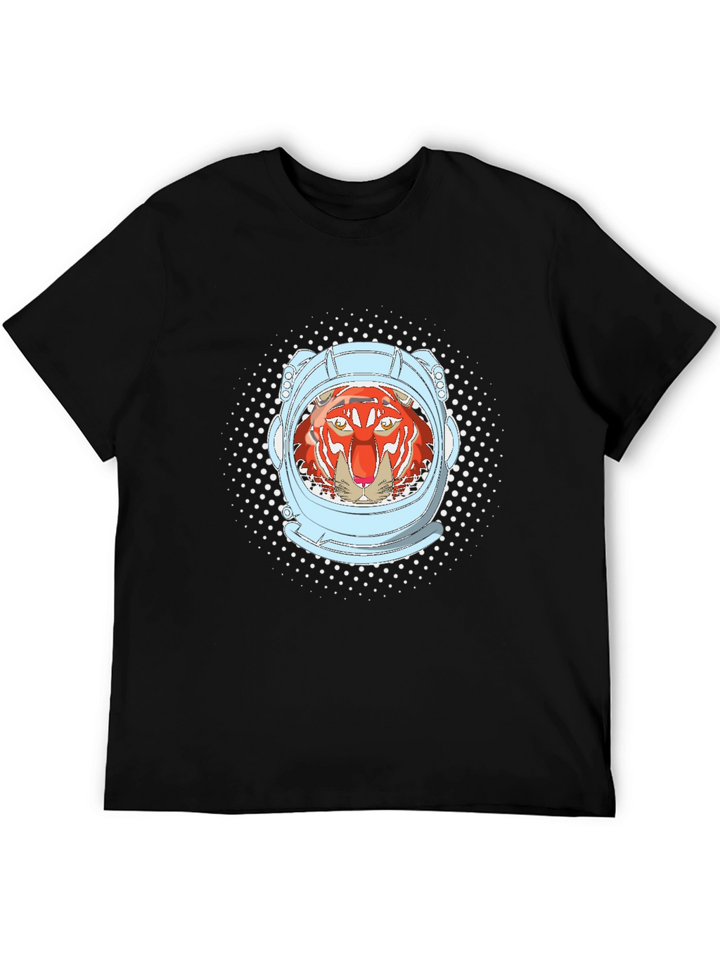 Tiger Astronaut Graphic Tee - Black Cotton Comfort