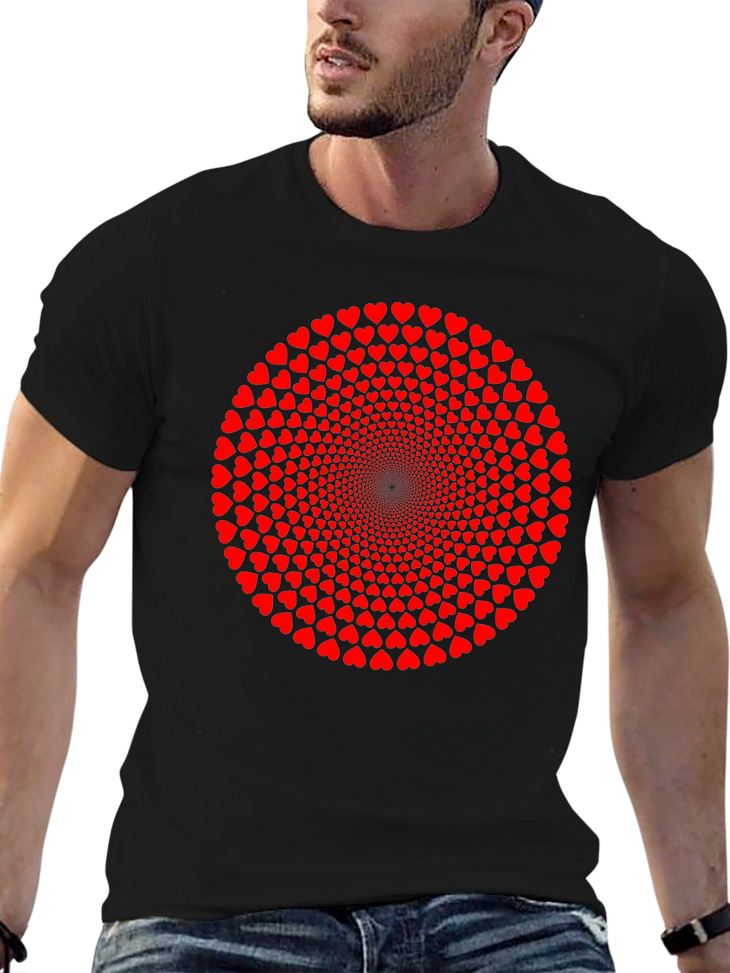 Heart Circle Graphic T-Shirt - Black