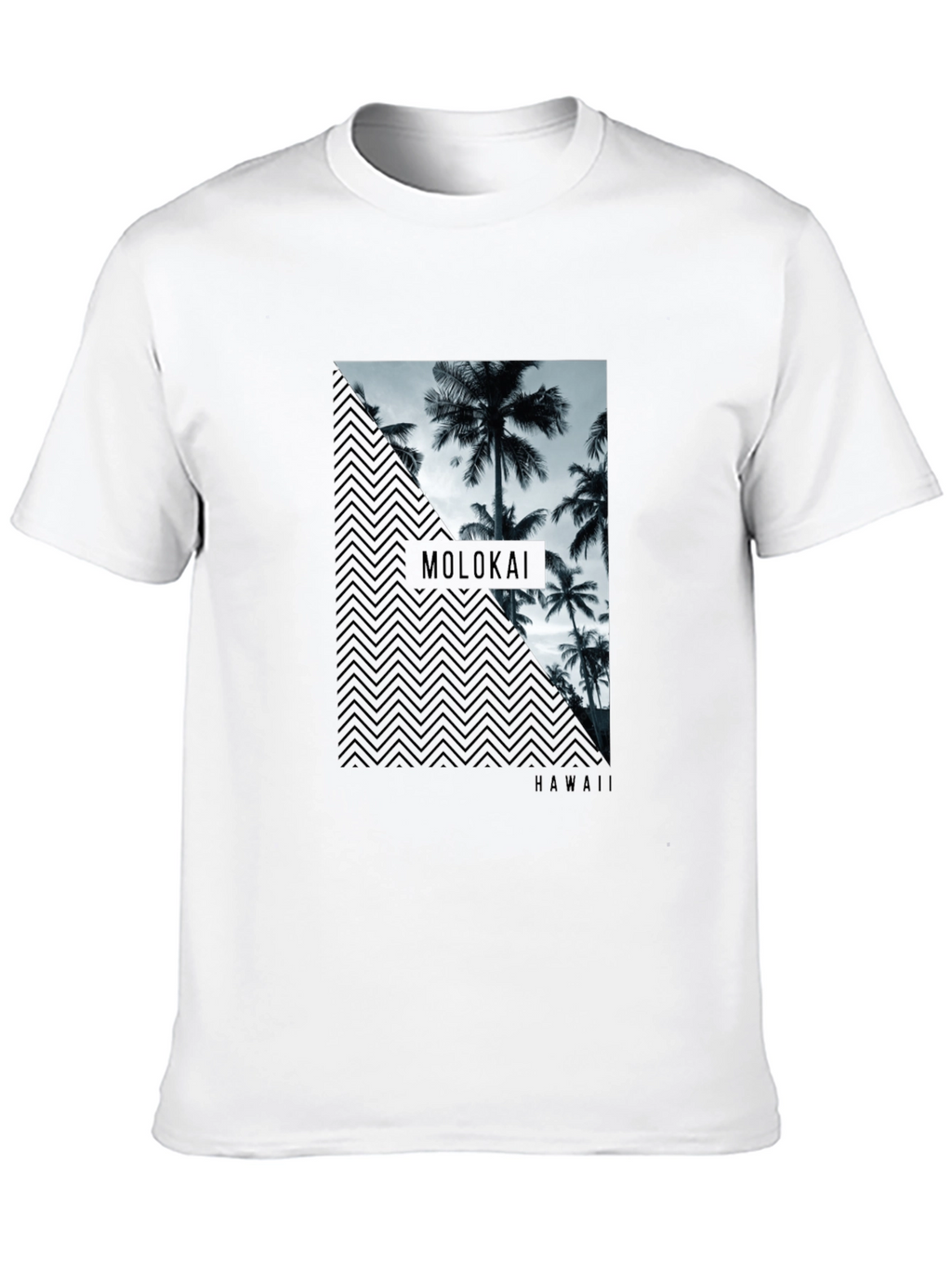 Molokai Hawaii Palm Tree Mens Black T-Shirt
