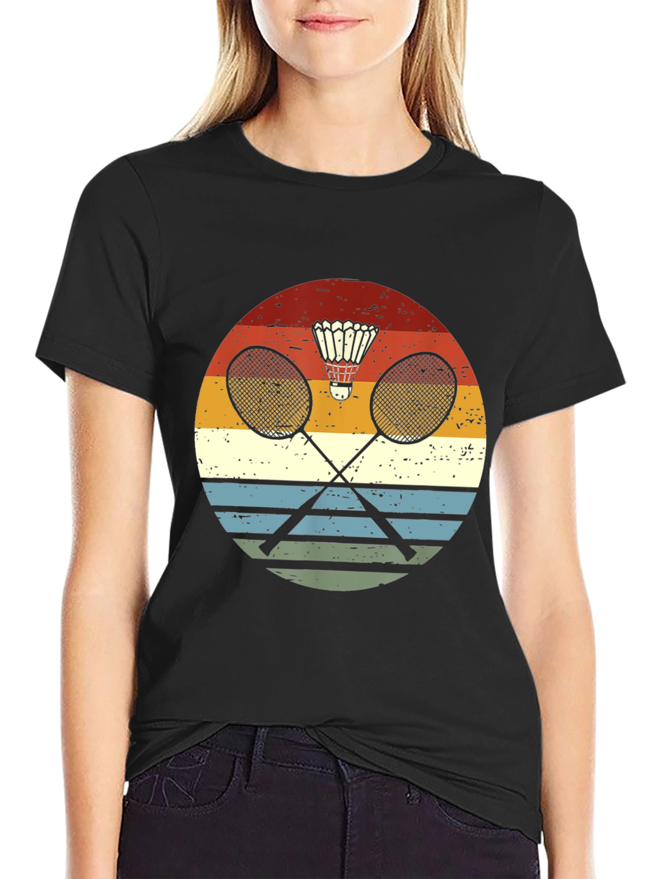 Retro Badminton Graphic Tee - Sporty & Stylish
