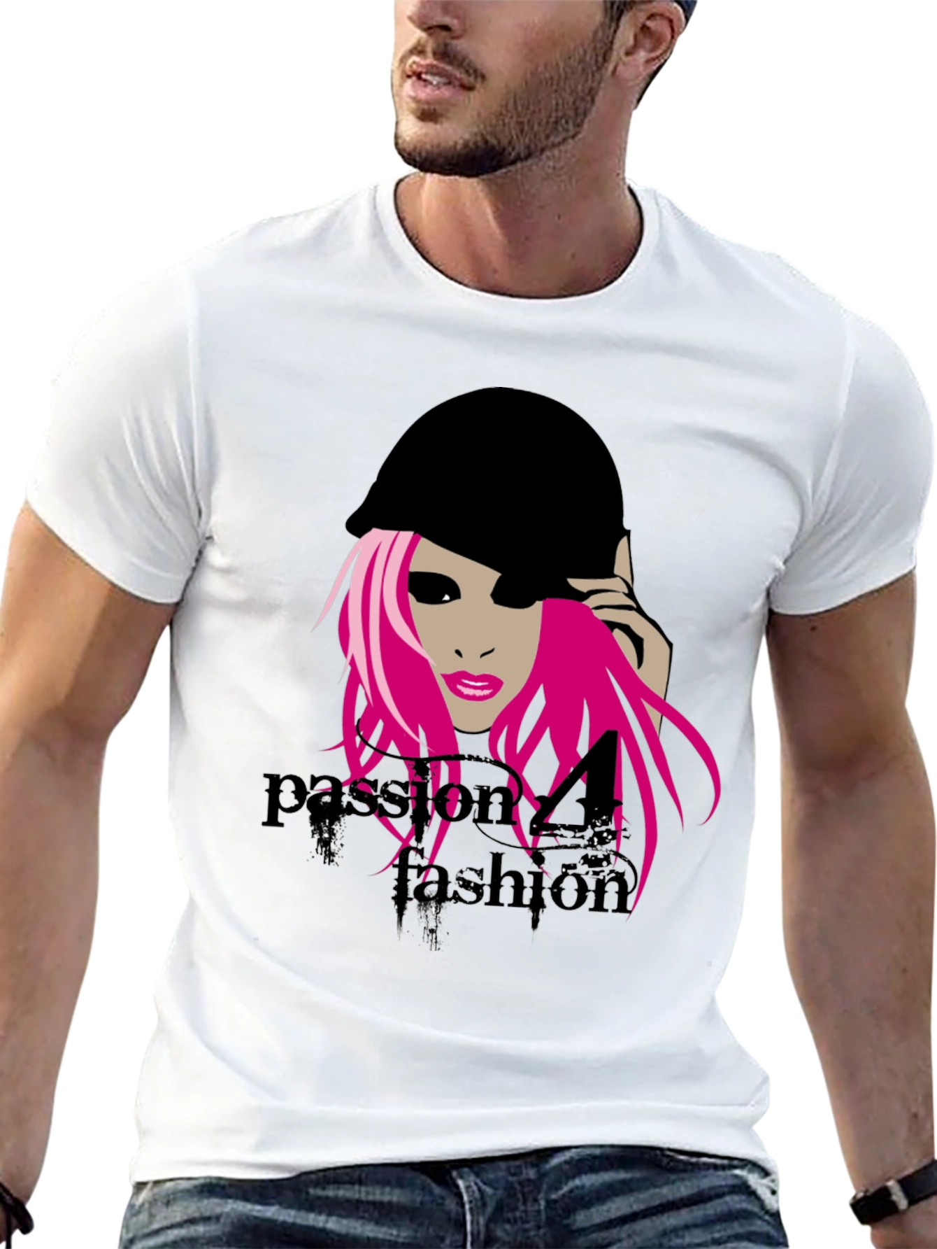 Trendy Black T-Shirt with Graphic Print