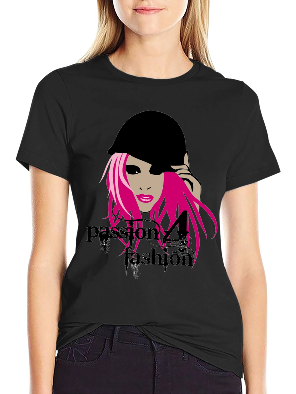 Trendy Black T-Shirt with Graphic Print