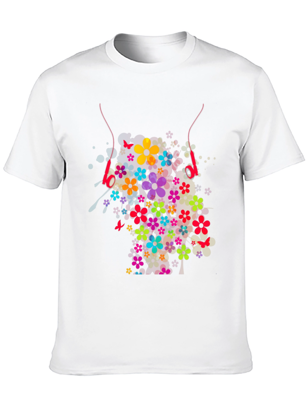 Floral Headphones Graphic T-Shirt - Stylish Design