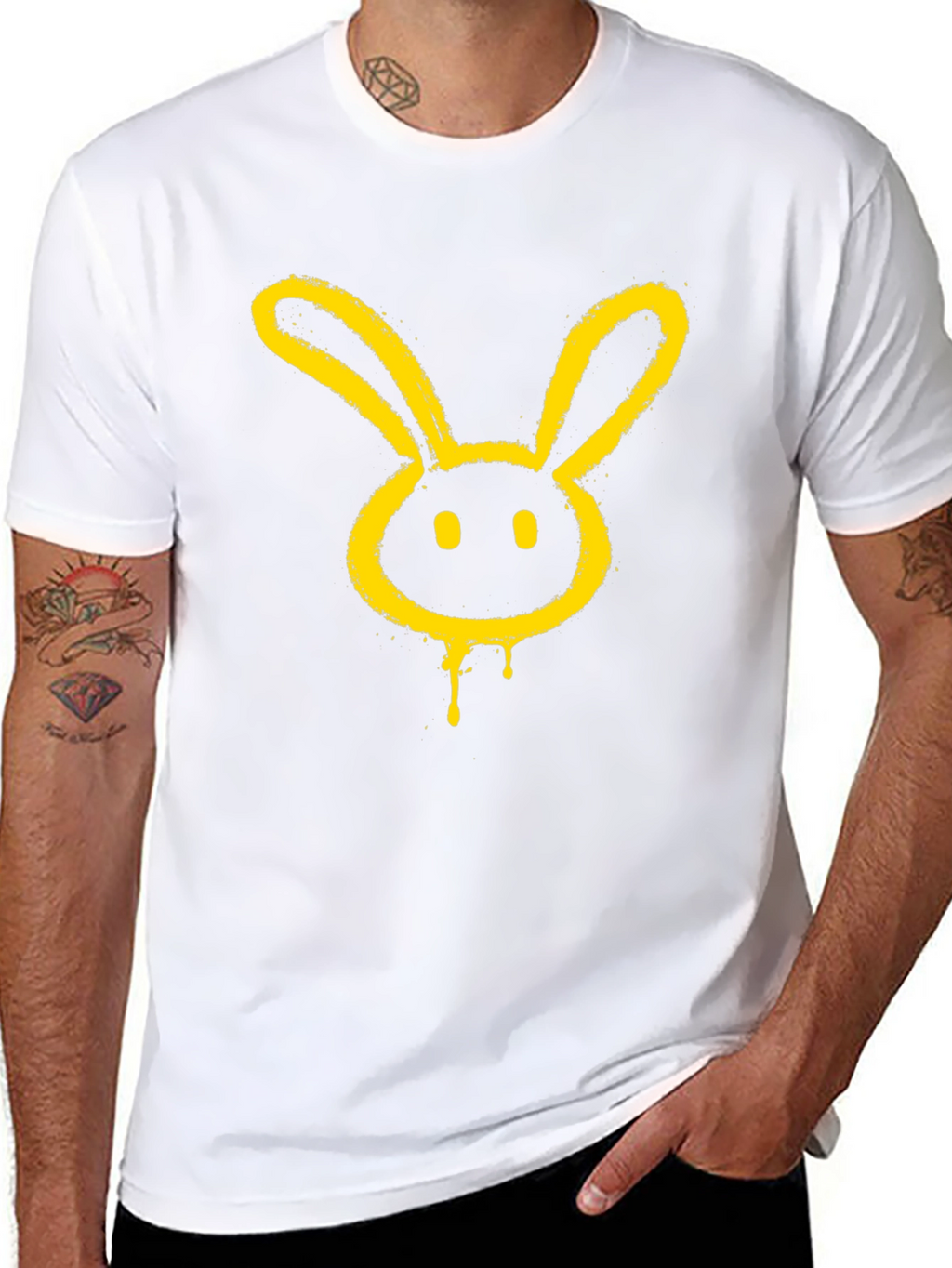 Graphic Tee - Yellow Bunny Head on Black