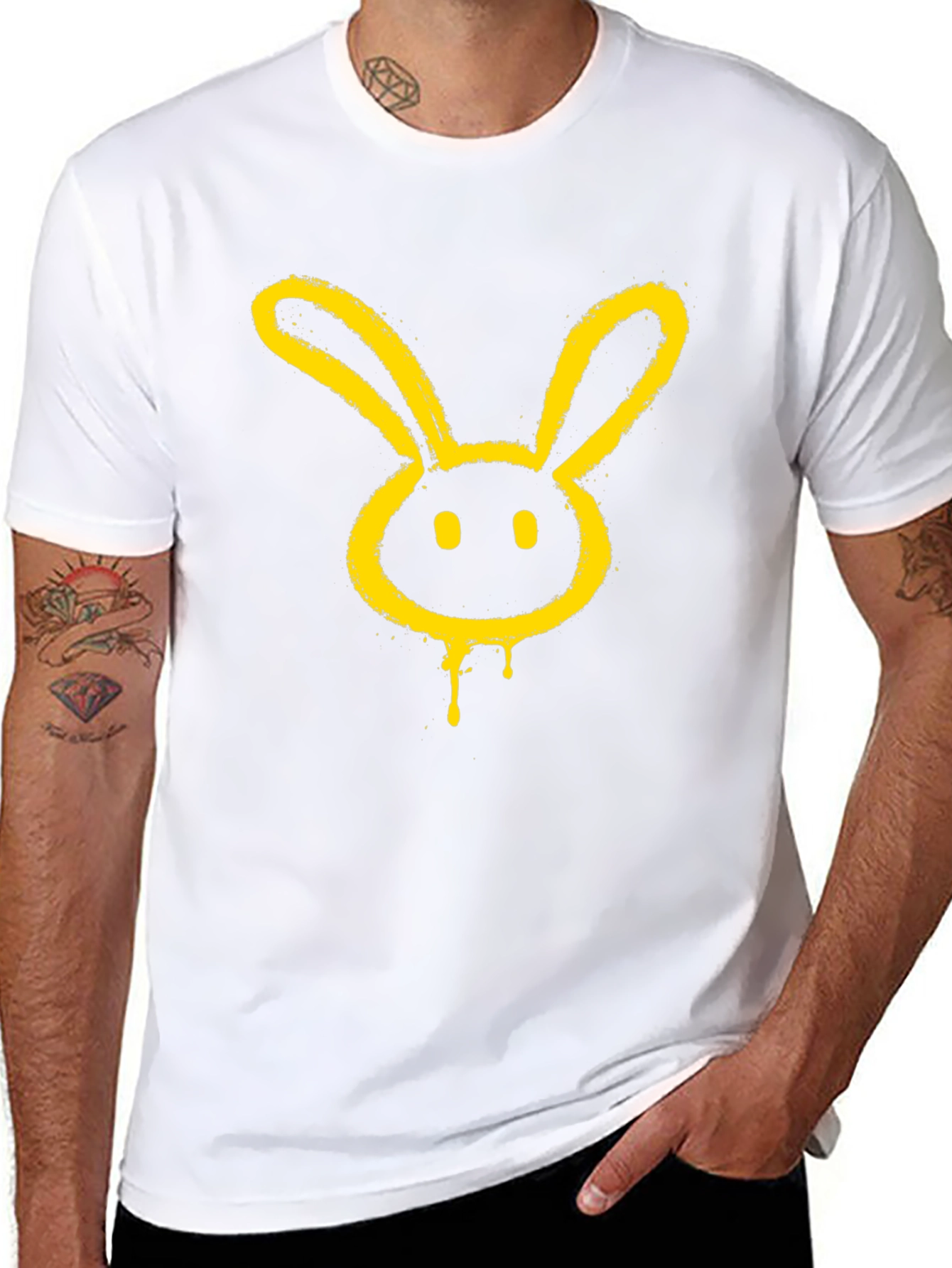 Graphic Tee - Yellow Bunny Head on Black