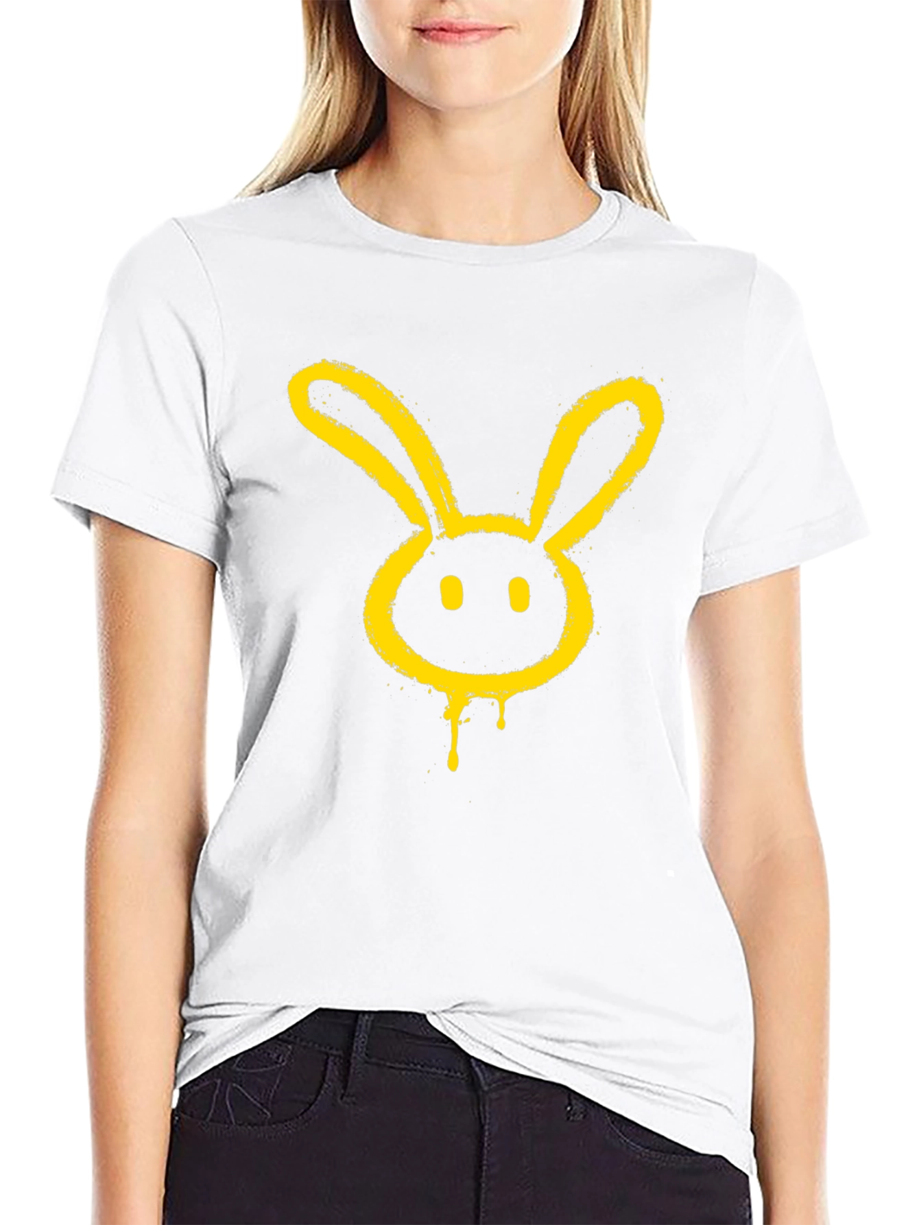 Graphic Tee - Yellow Bunny Head on Black