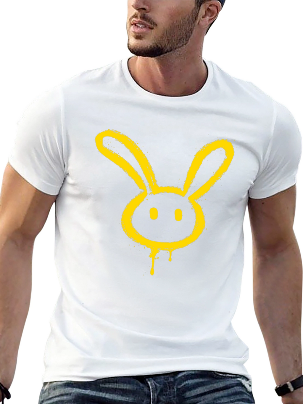 Graphic Tee - Yellow Bunny Head on Black