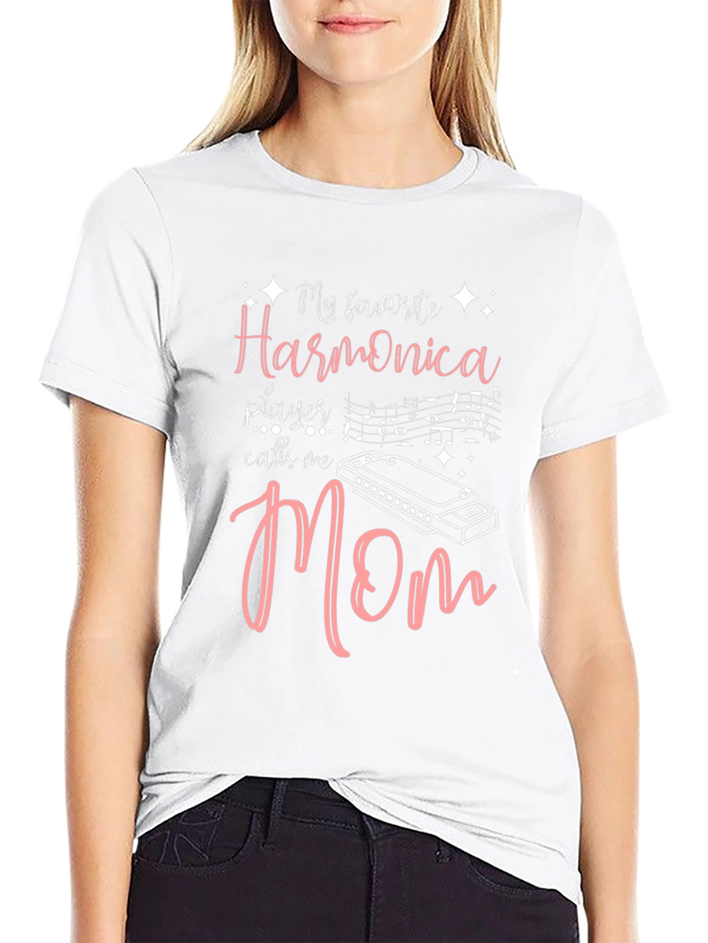 Harmonica Player Mom Black T-Shirt - Music Lover Gift