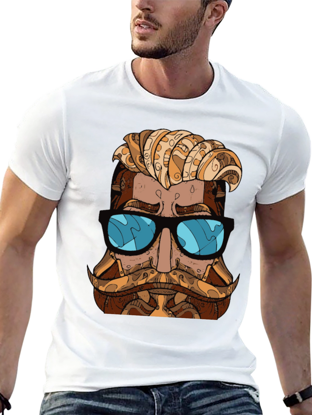 Cool Hipster Graphic T-Shirt - Black
