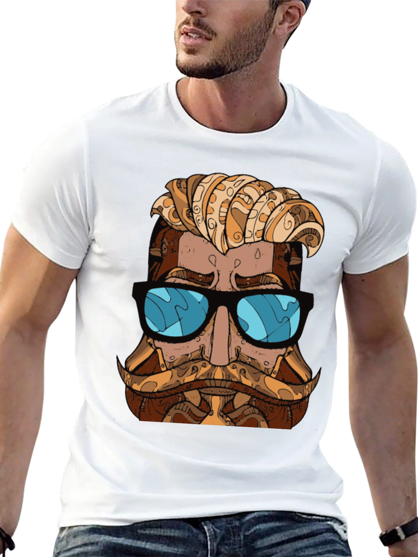 Cool Hipster Graphic T-Shirt - Black