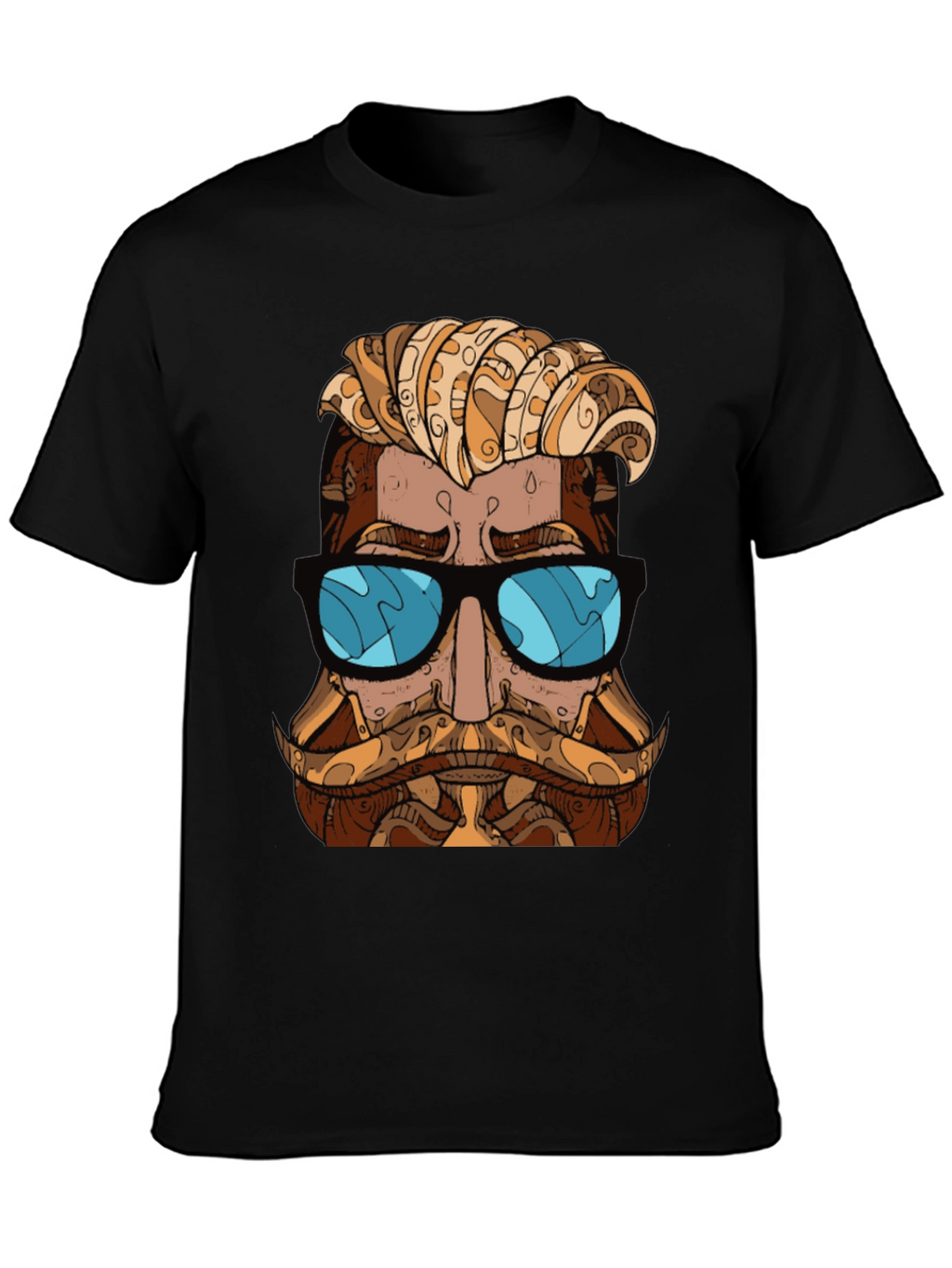 Cool Hipster Graphic T-Shirt - Black