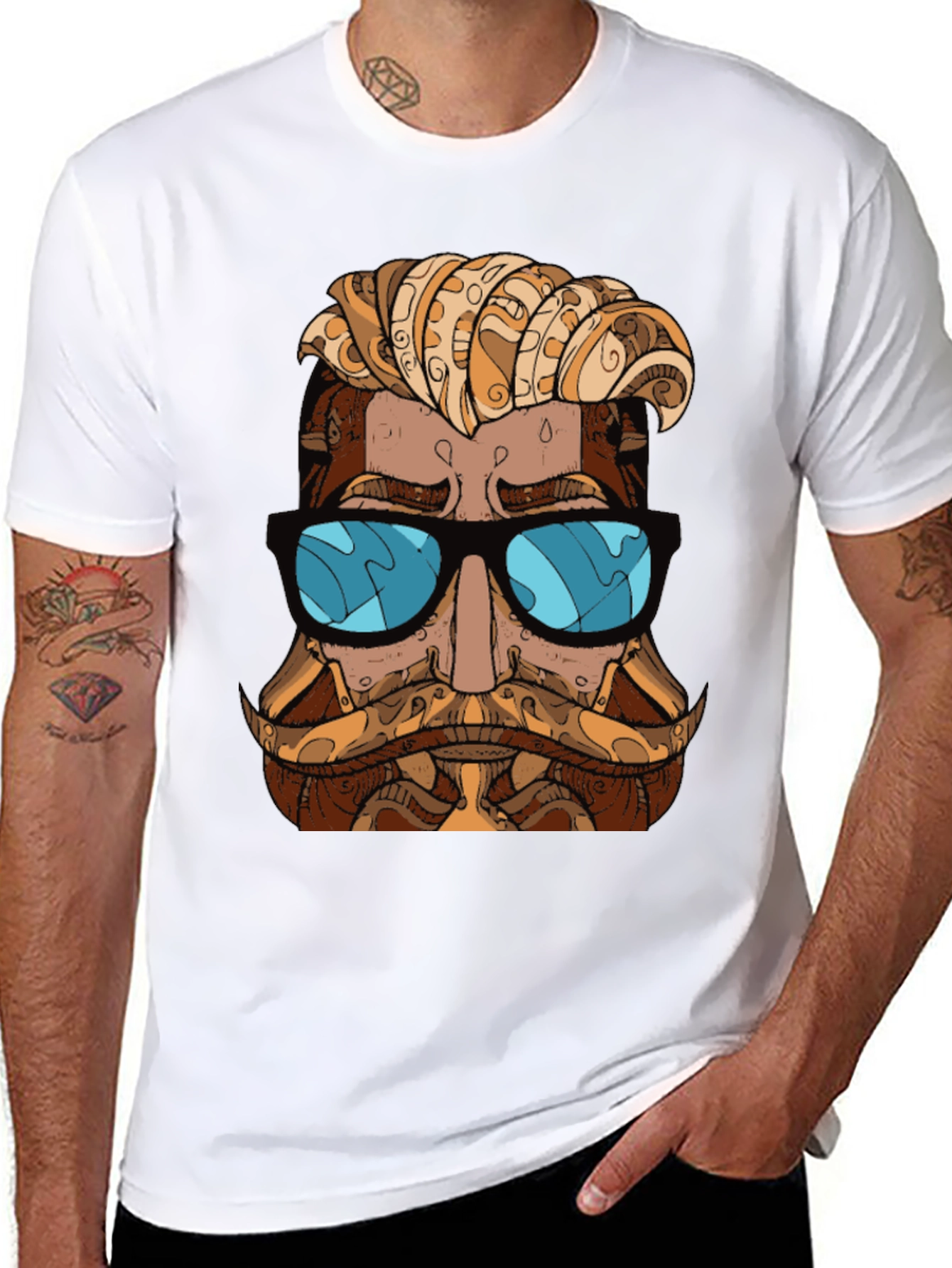 Cool Hipster Graphic T-Shirt - Black
