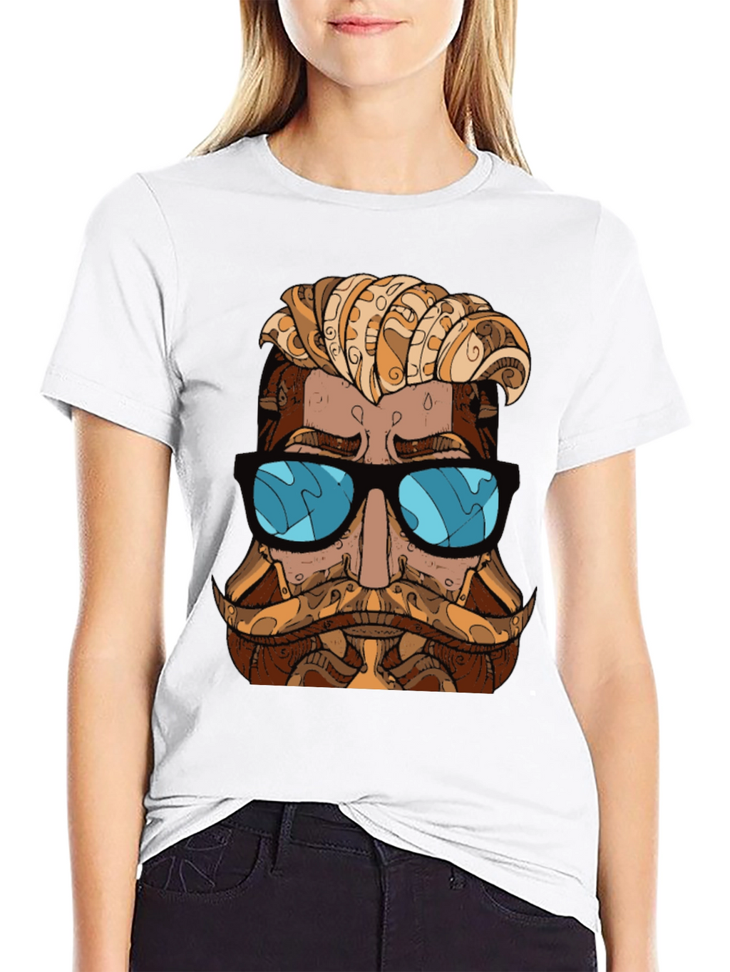 Cool Hipster Graphic T-Shirt - Black