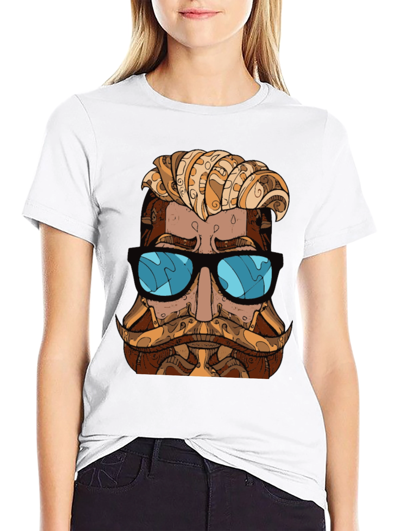 Cool Hipster Graphic T-Shirt - Black