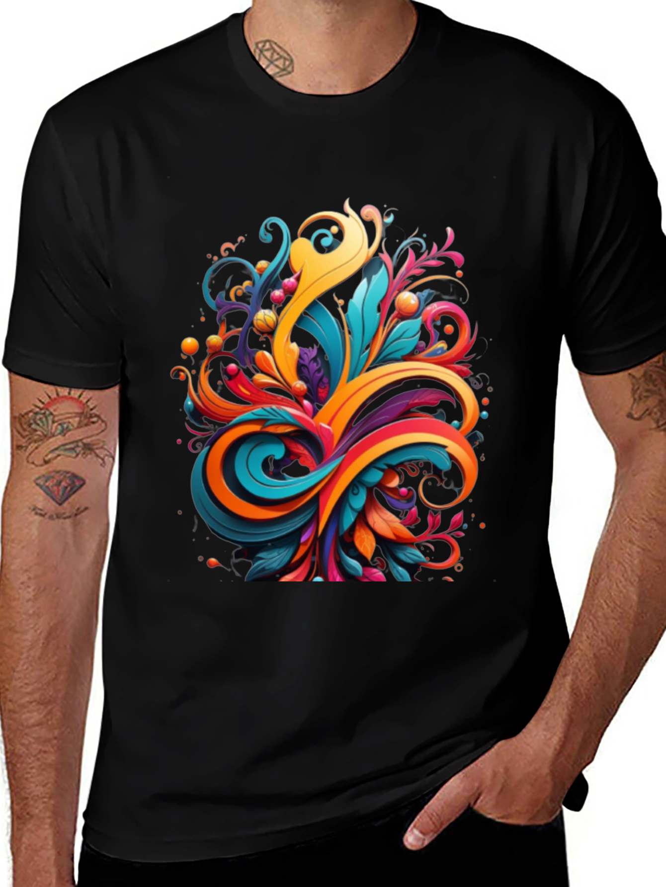 Vibrant Abstract Swirl Graphic Tee
