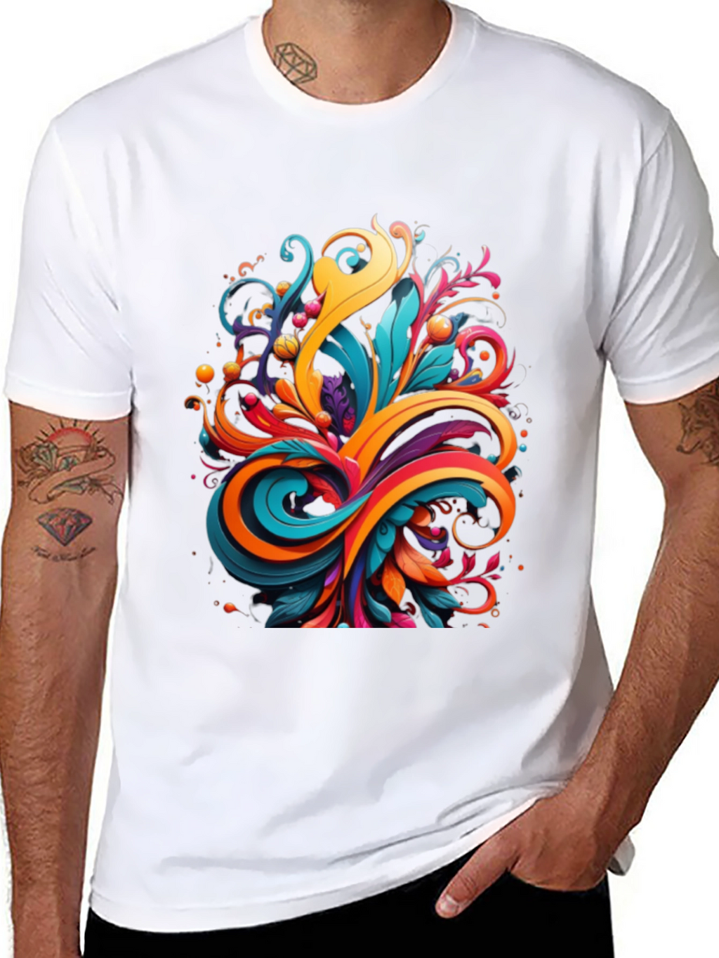 Vibrant Abstract Swirl Graphic Tee