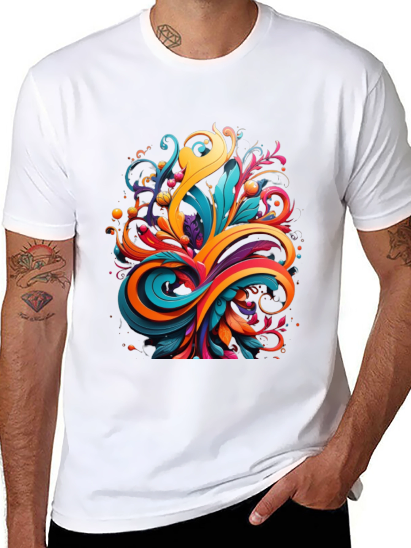 Vibrant Abstract Swirl Graphic Tee