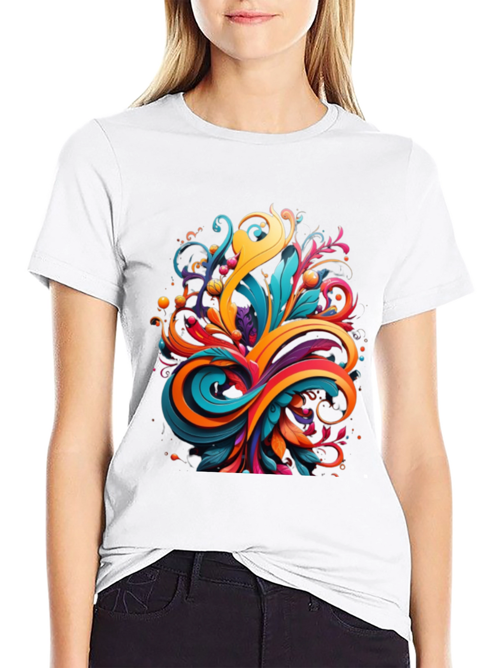 Vibrant Abstract Swirl Graphic Tee