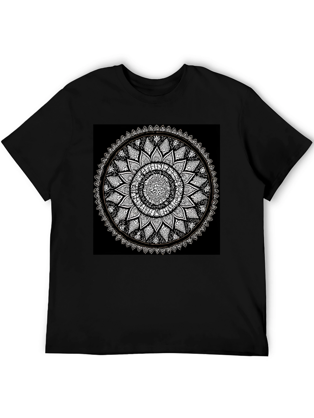 Mandala Print Black T-Shirt