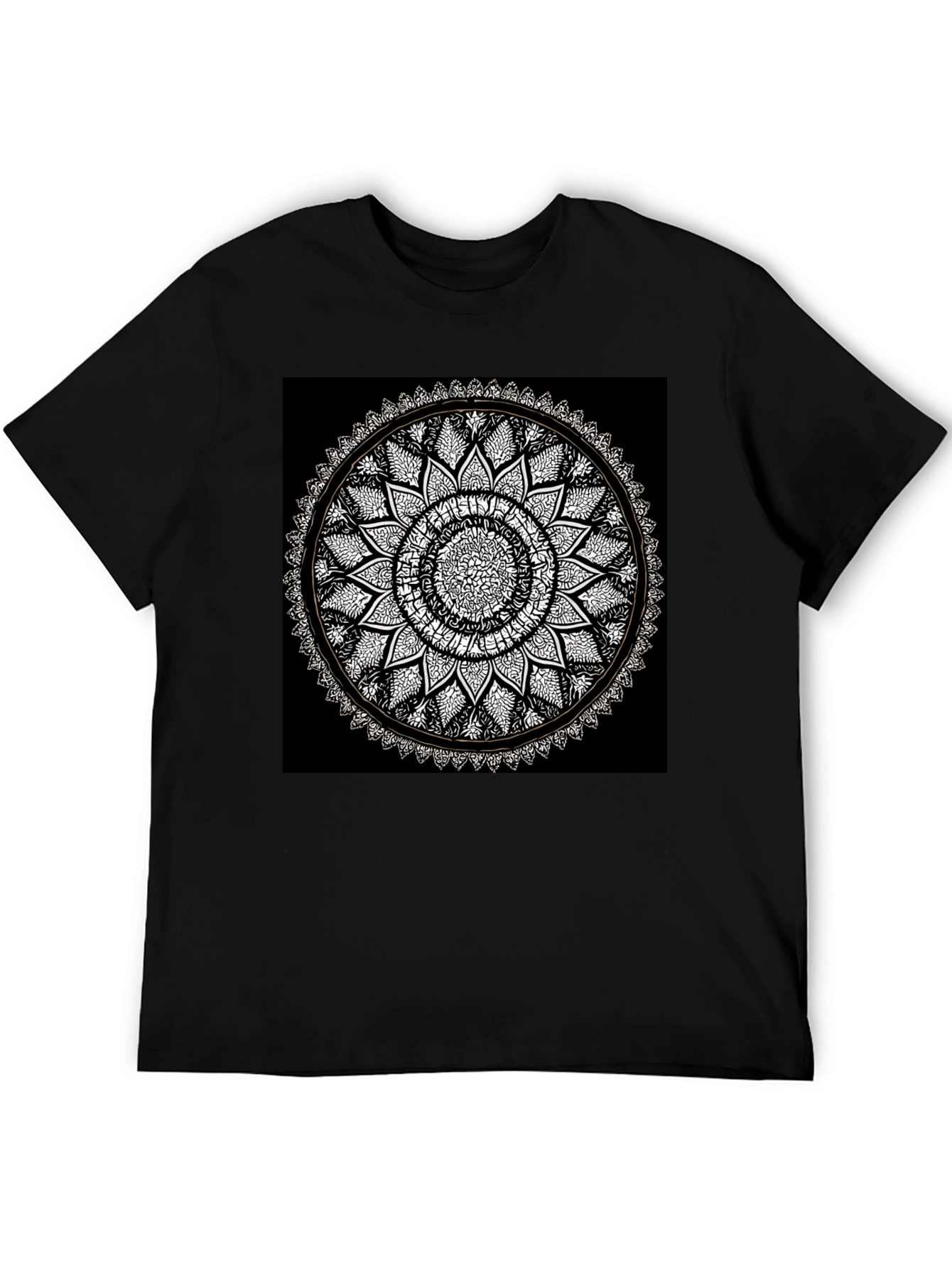 Mandala Print Black T-Shirt