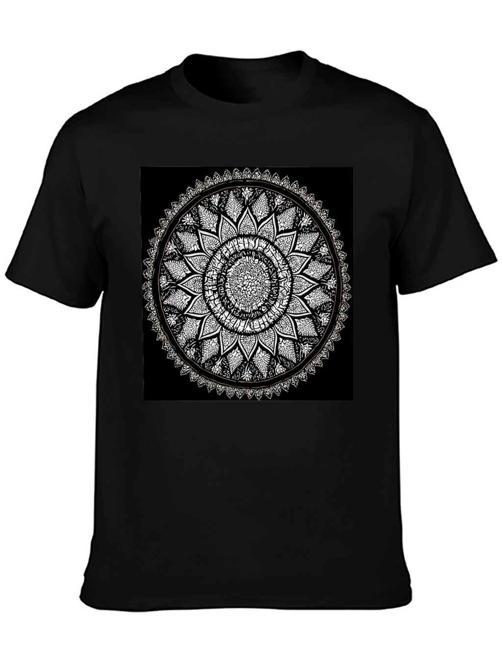 Mandala Print Black T-Shirt