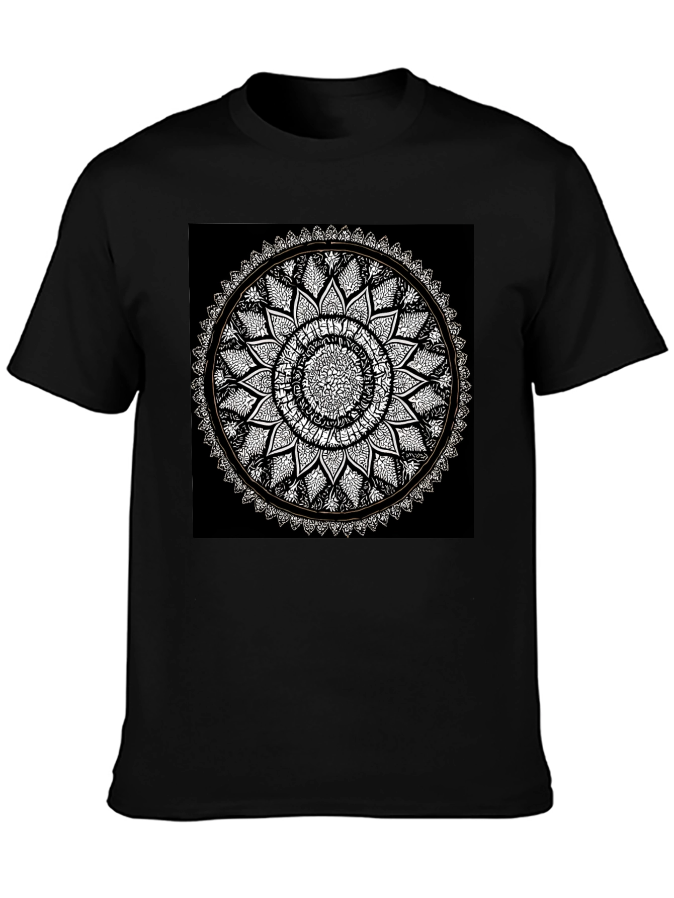 Mandala Print Black T-Shirt