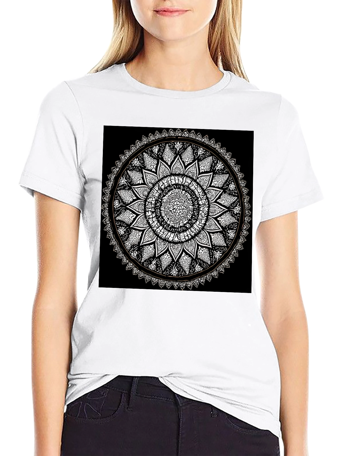 Mandala Print Black T-Shirt