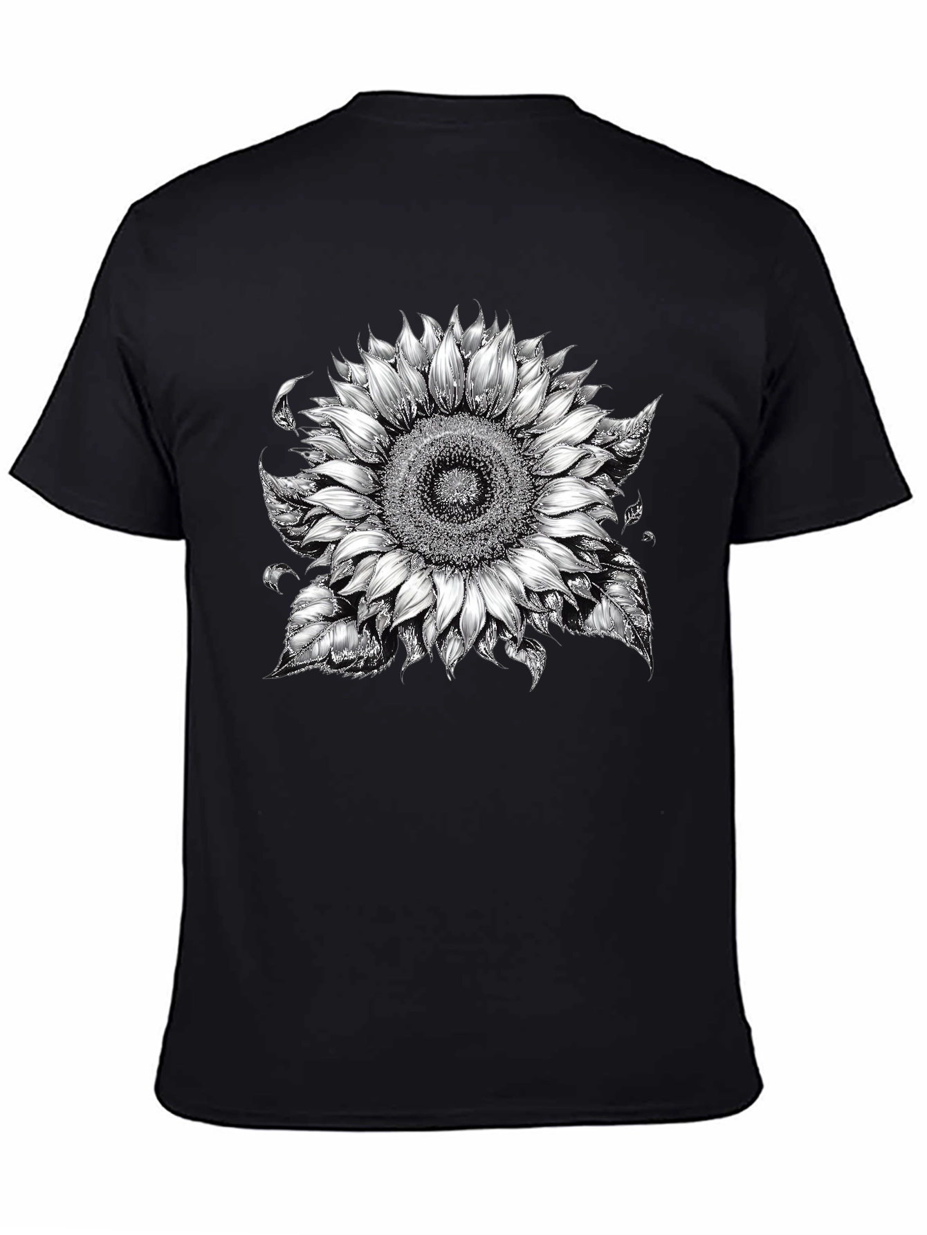 Sunflower Graphic T-Shirt - Black Cotton Blend