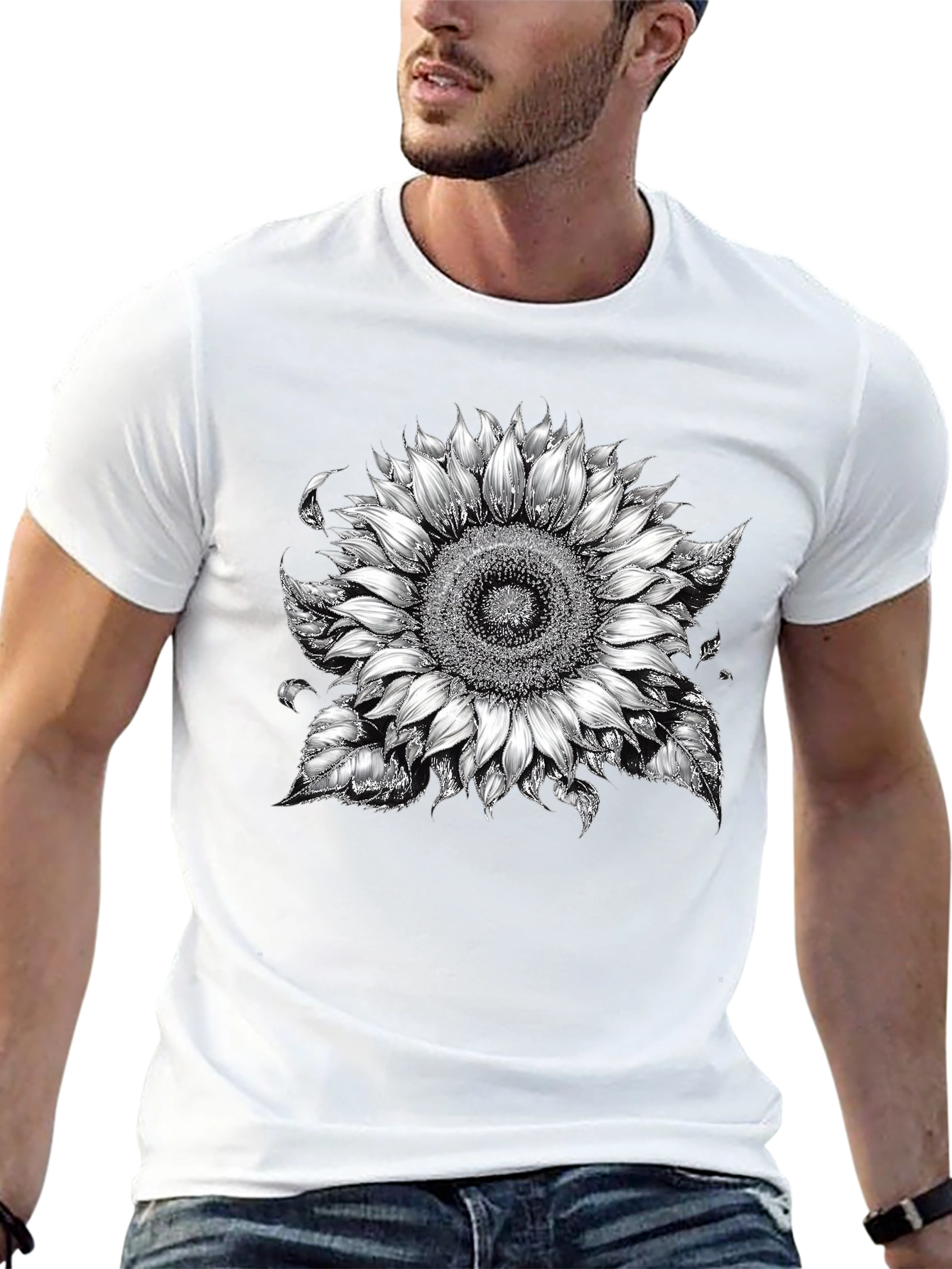 Sunflower Graphic T-Shirt - Black Cotton Blend