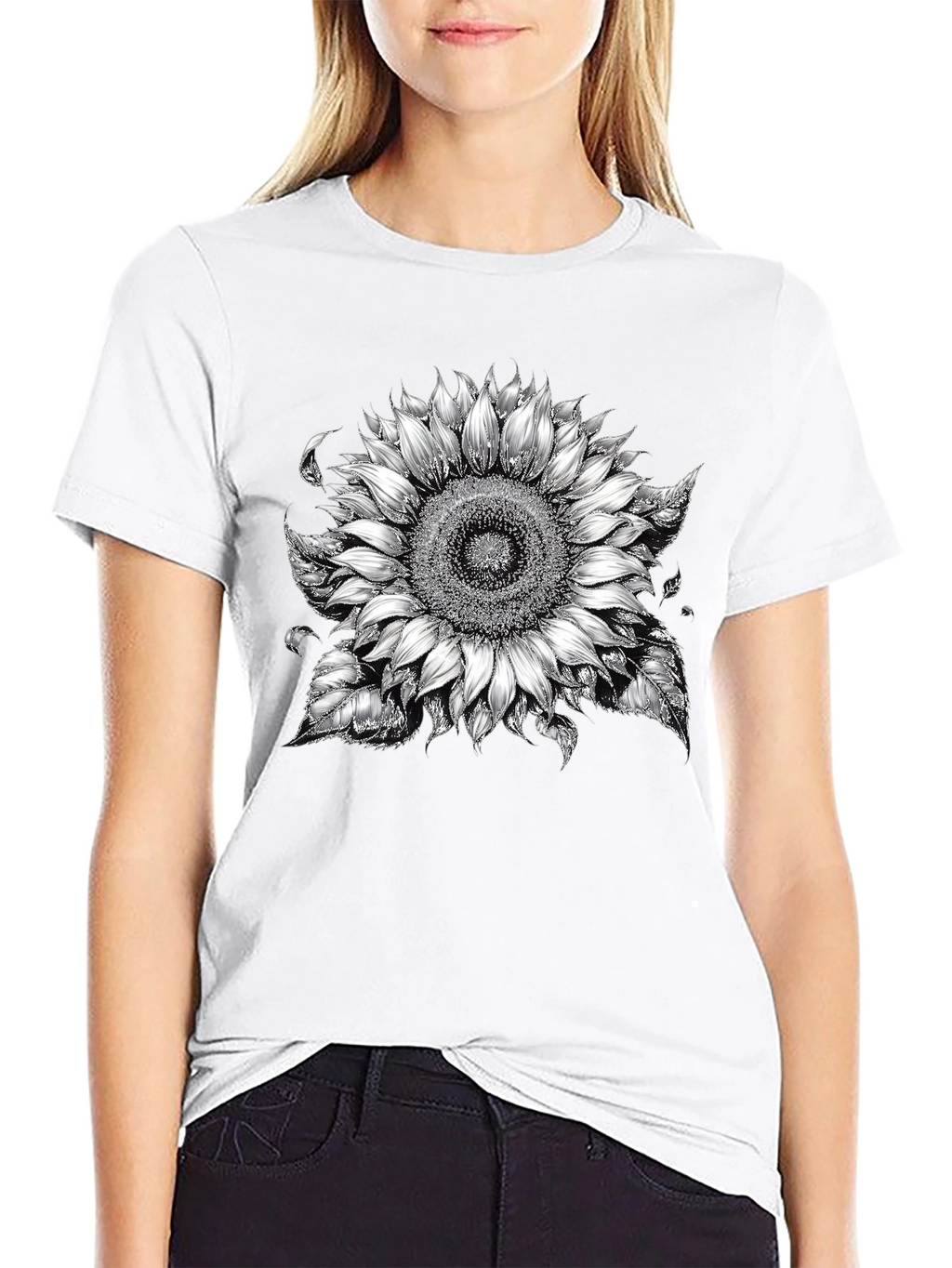 Sunflower Graphic T-Shirt - Black Cotton Blend
