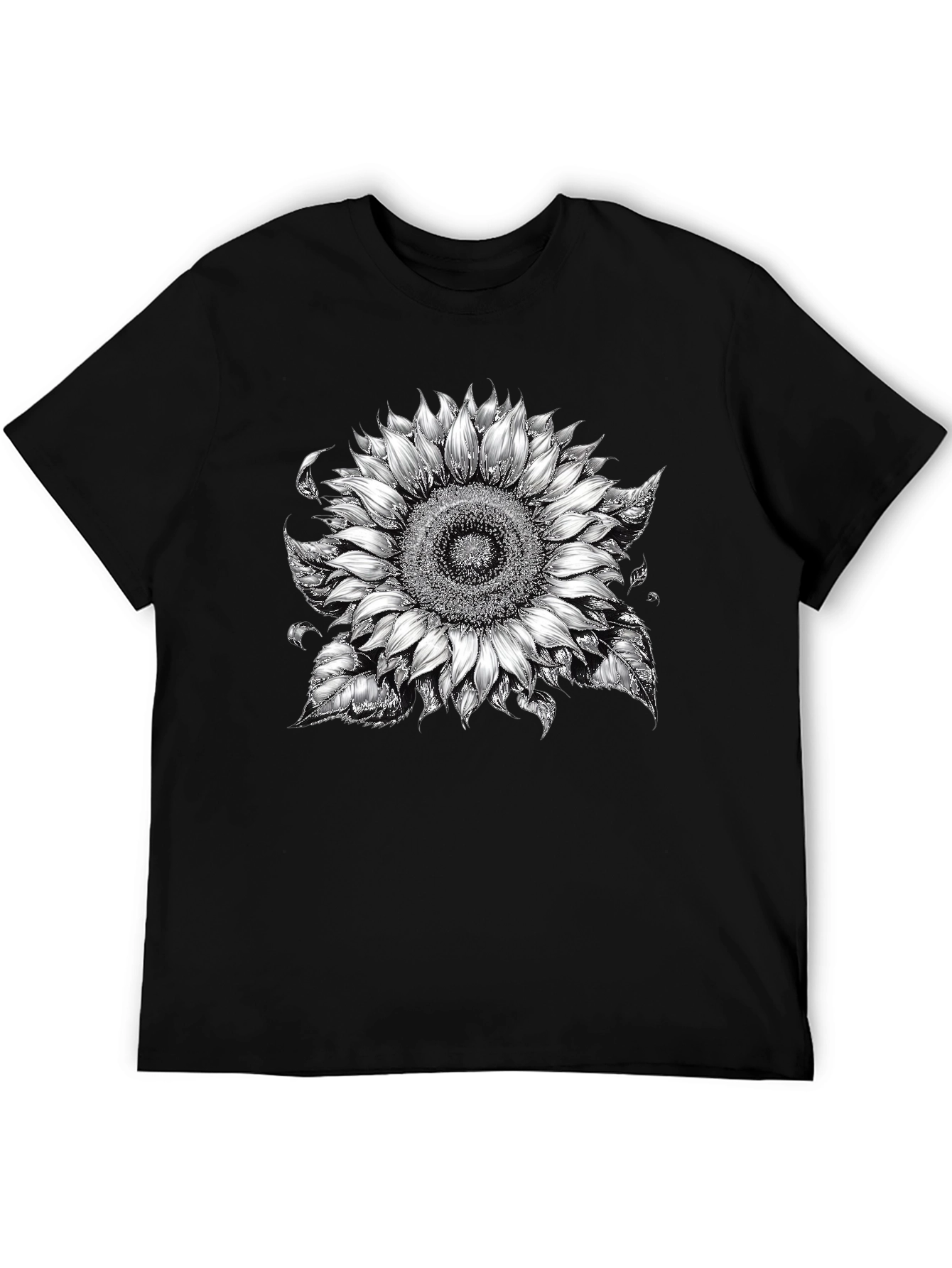 Sunflower Graphic T-Shirt - Black Cotton Blend
